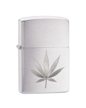 Zippo Chrome Marijuana Leaf Design