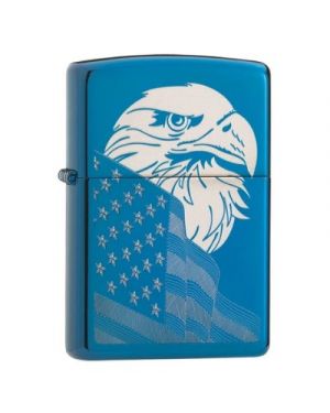 Zippo  High Polish Blue Eagle and Flag