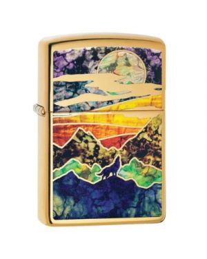 Zippo  High Polish Brass Howling Wolf