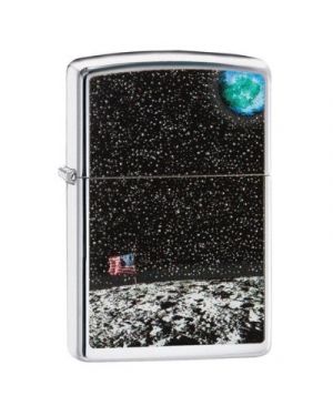 Zippo  High Polish Chrome Moon Landing Design