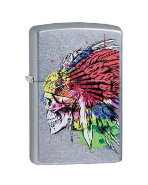 Zippo  Skull with Headdress Design